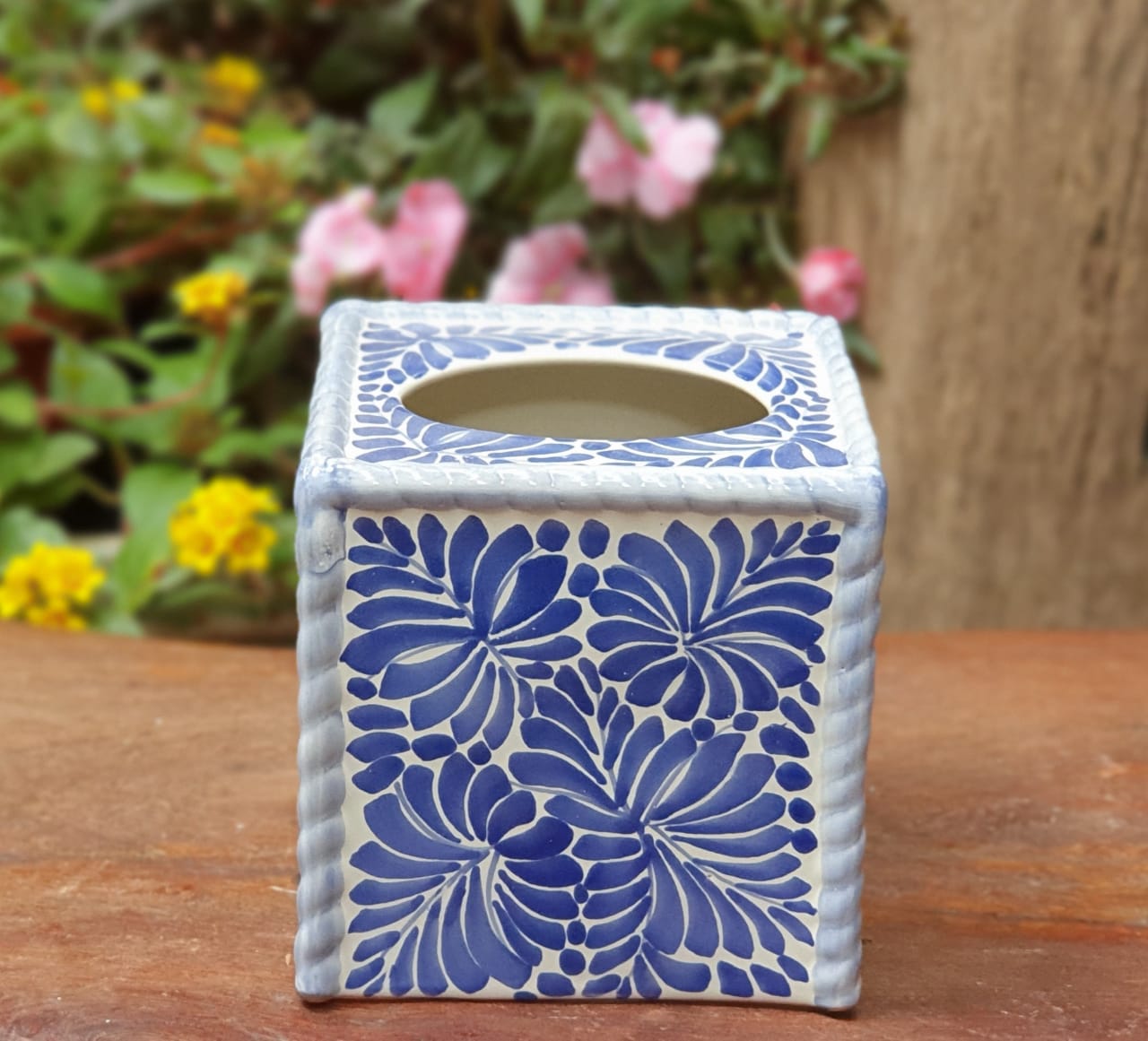 Kleenex Box Large Milestones Blue Talavera / Mayolica Ceramic